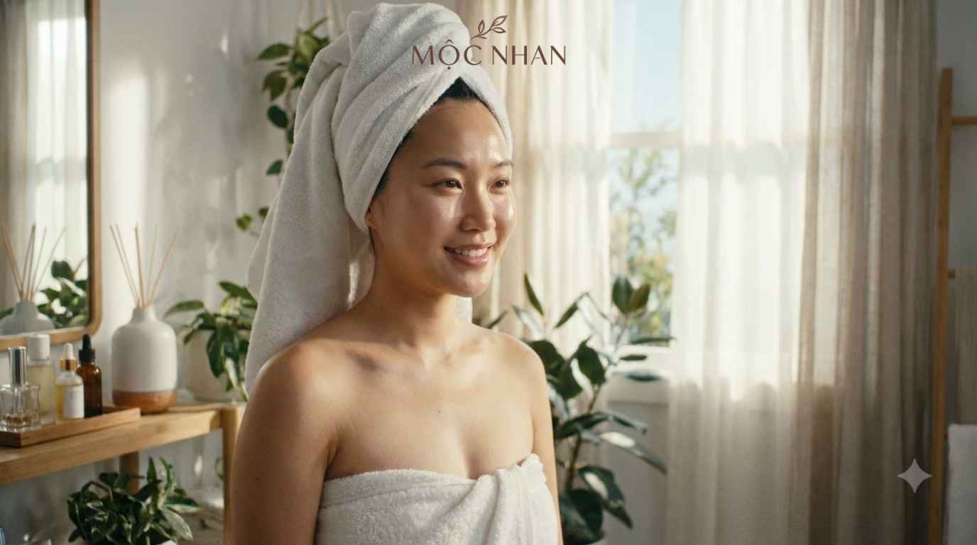 Làn da sáng mịn sau khi tắm trắng.