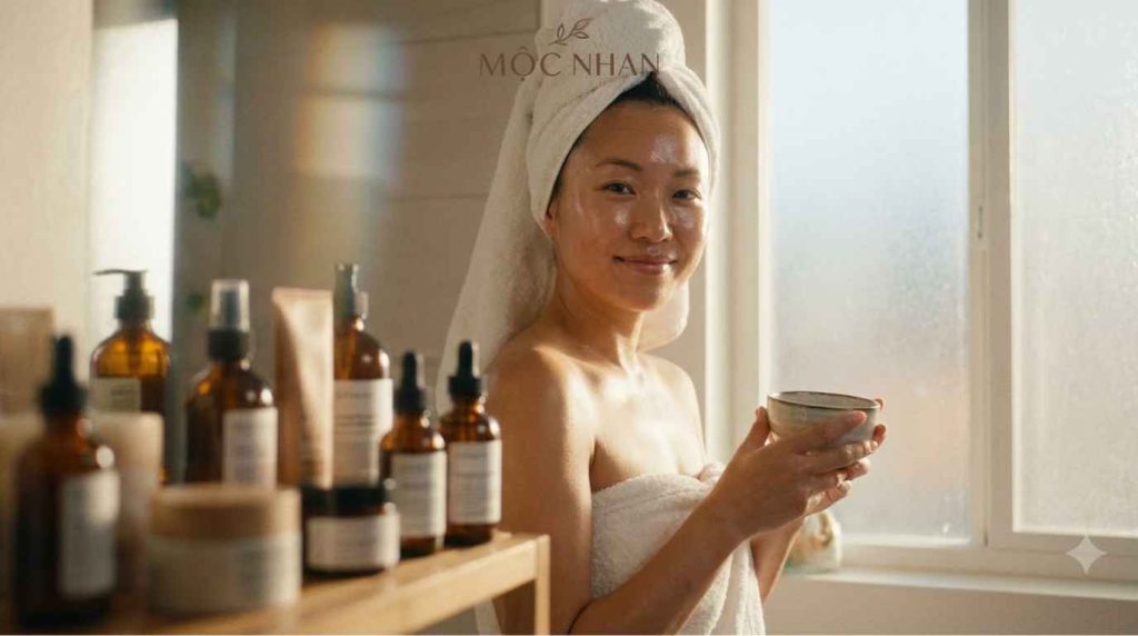 Làn da sáng mịn sau khi tắm dưỡng.