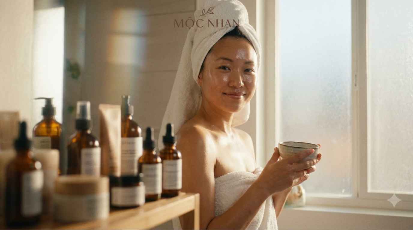 Làn da sáng mịn sau khi tắm dưỡng.