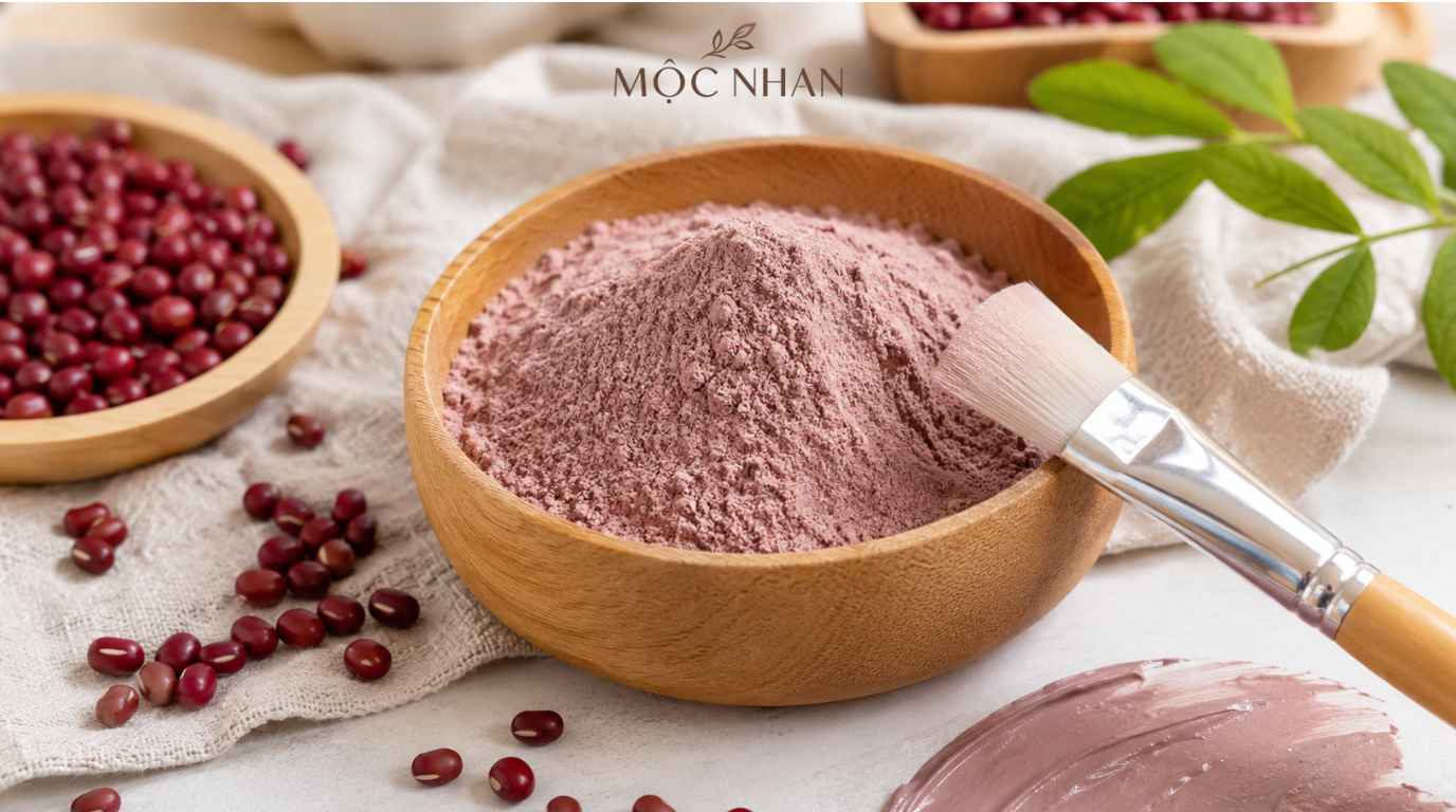 Bột đậu đỏ đắp mặt dưỡng da sáng mịn.