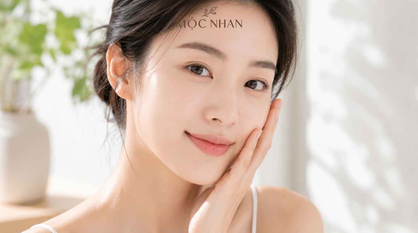 Làn da tươi sáng sau đắp mặt nạ.