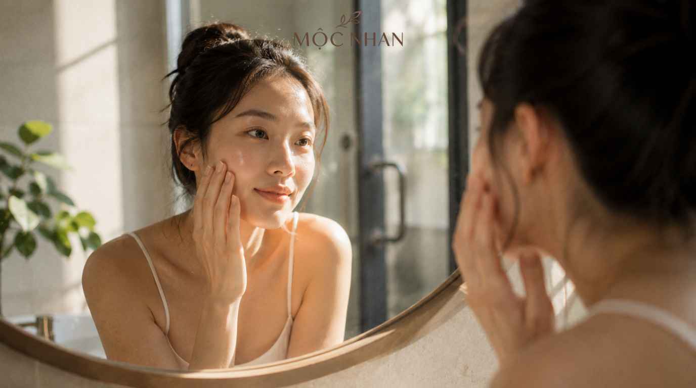 Làn da tươi sáng rạng rỡ nhờ ứng dụng bột gạo.