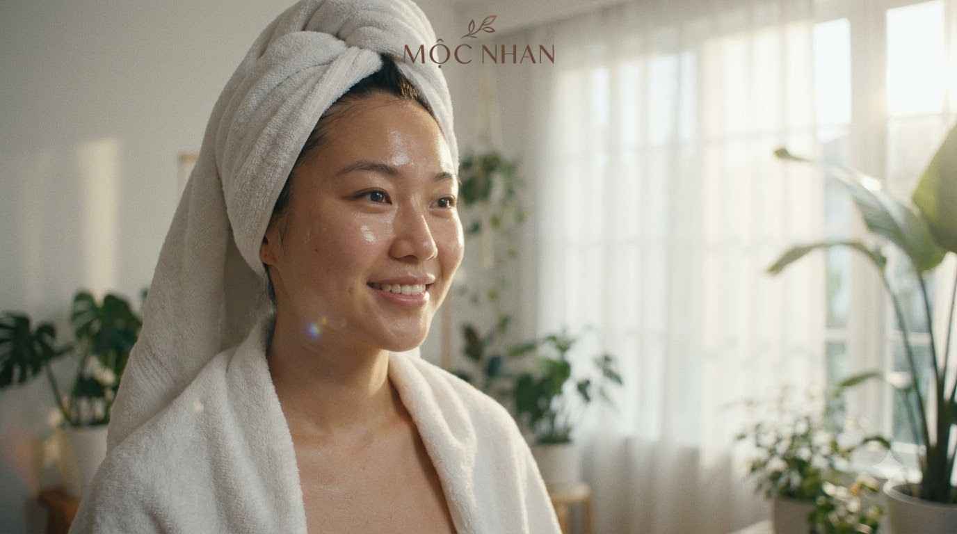 Làn da tươi sáng sau tắm trắng.