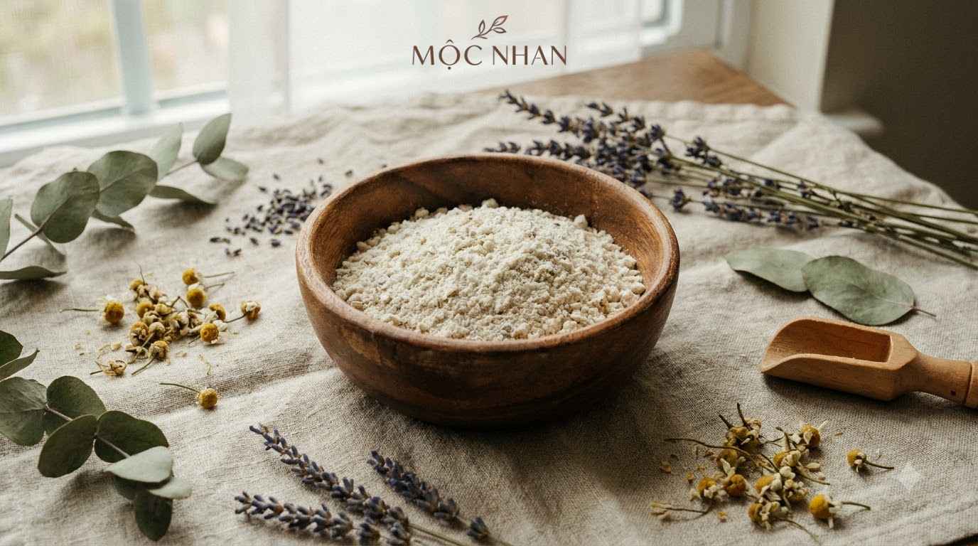Bột tắm trắng thảo mộc dưỡng da.