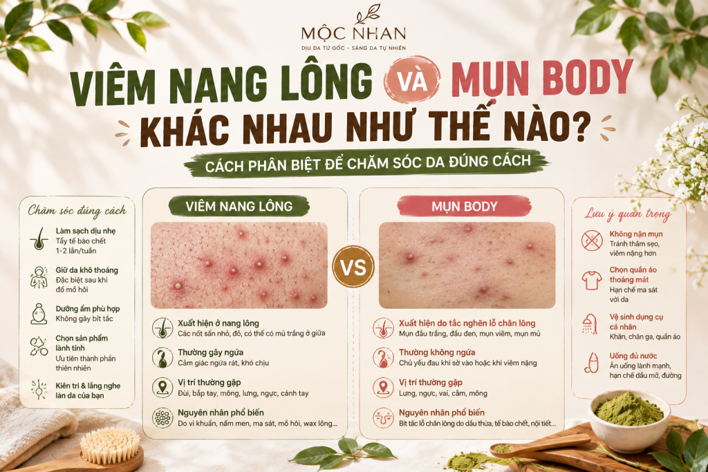 Viêm nang lông và mụn body khác nhau như thế nào?